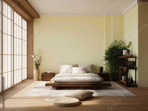 A serene, light-filled bedr...