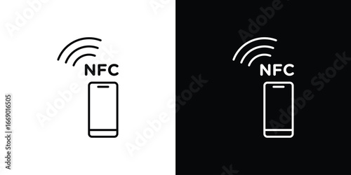 NFC communication icons, vector best stroke icon EPS