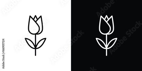 Flower tulip icons, vector best stroke icon EPS