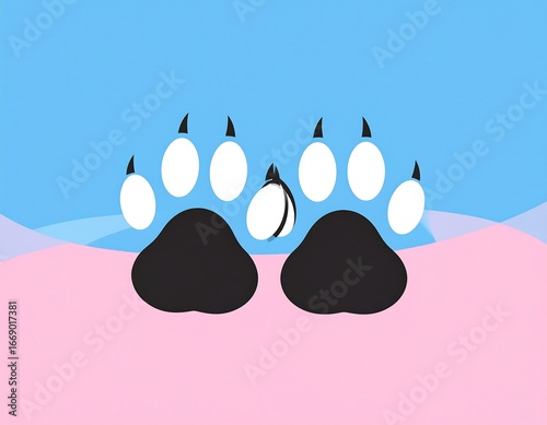 Two bear paw prints on a gradient background