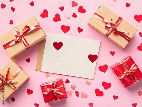 Romantic Valentine's Day Gifts and Card Flatlay