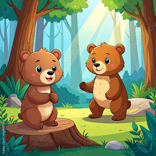 Two bears in a forest