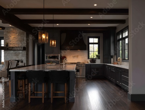 A spacious, modern kitchen ...