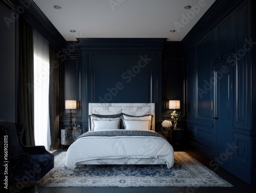 A luxurious bedroom with da...