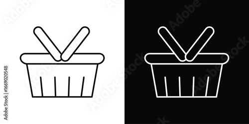 Shopping basket icons, vector best stroke icon EPS