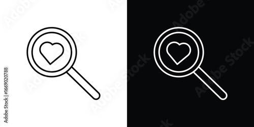 Search heart icons, vector best stroke icon EPS