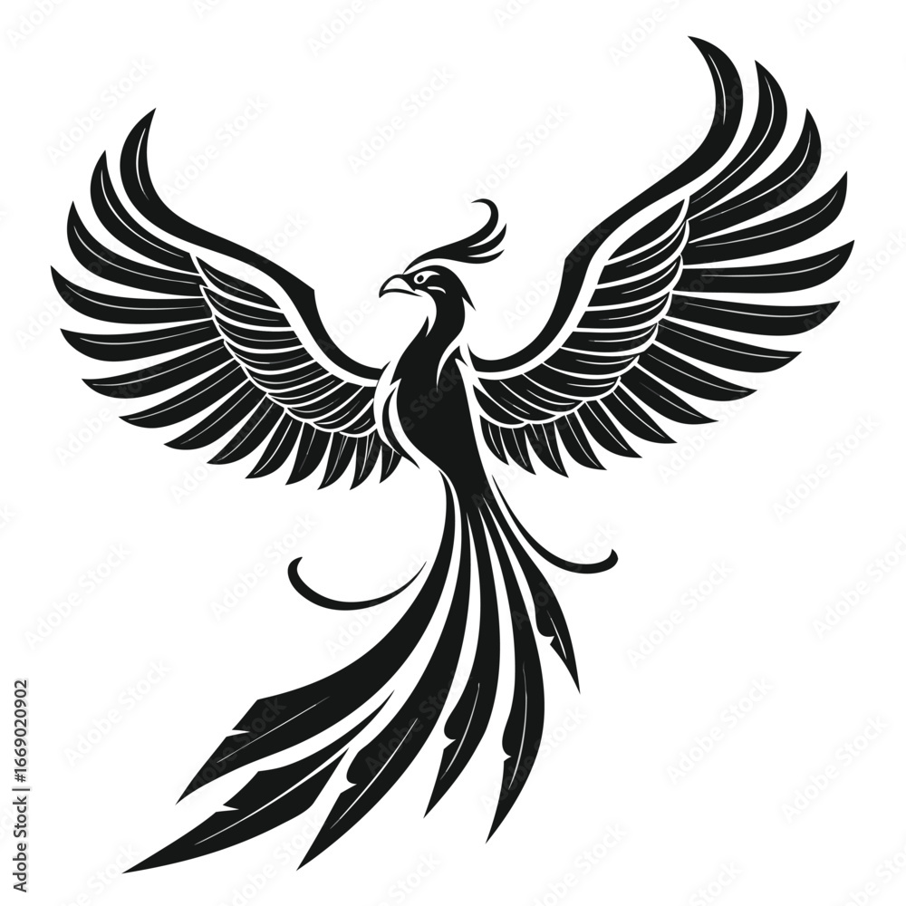 Obraz premium Phoenix wings spreading across glowing plain silhouette