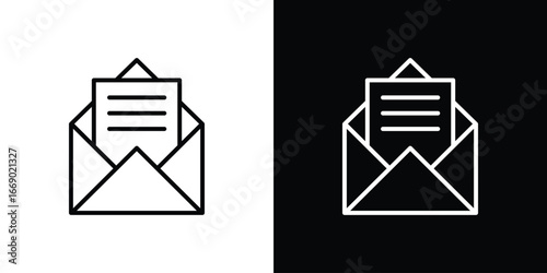 Open envelope icons, vector best stroke icon EPS