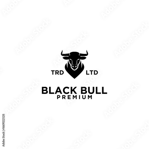 premium black bull head logo design