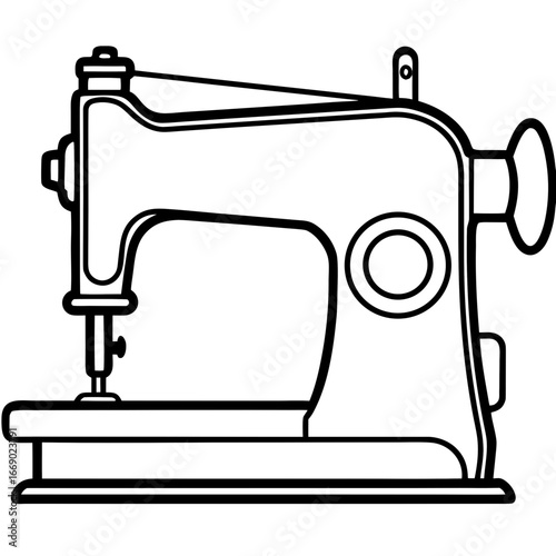 Minimal Sewing Machine Vector on White