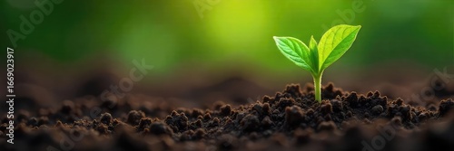 Close-up of a vibrant green sprout pushing through rich soil, symbolizing new life emerging from the earth, a powerful image of growth and renewal , life, strong, healthy