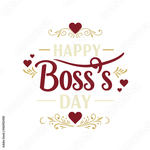 Vector illustration of Vintage-inspired boss's day greeting card with retro typography