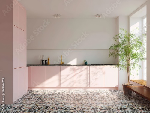 A modern kitchen design wit...