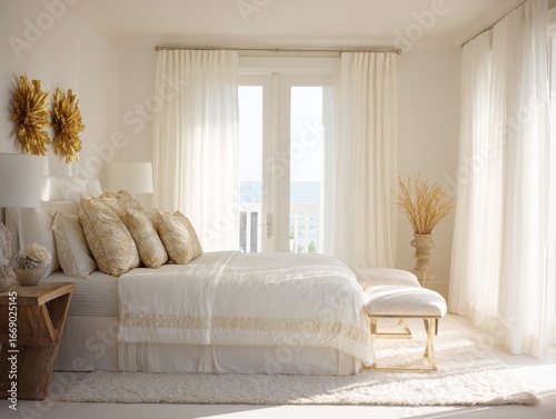 A sun-drenched bedroom boas...
