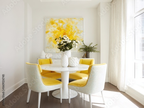 A stylish dining area boast...