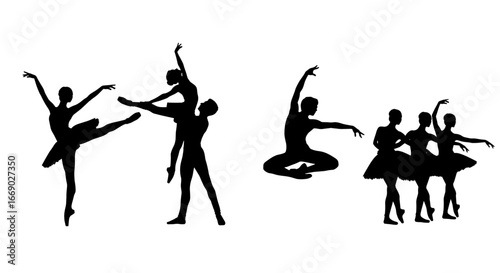 Striking Ballet Silhouette Showcase of Graceful Movement and Classical Dance