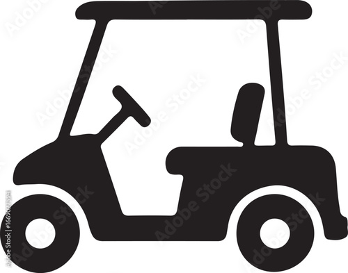 Golf Cart Silhouette Design on White Background