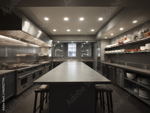 A spacious, modern kitchen ...