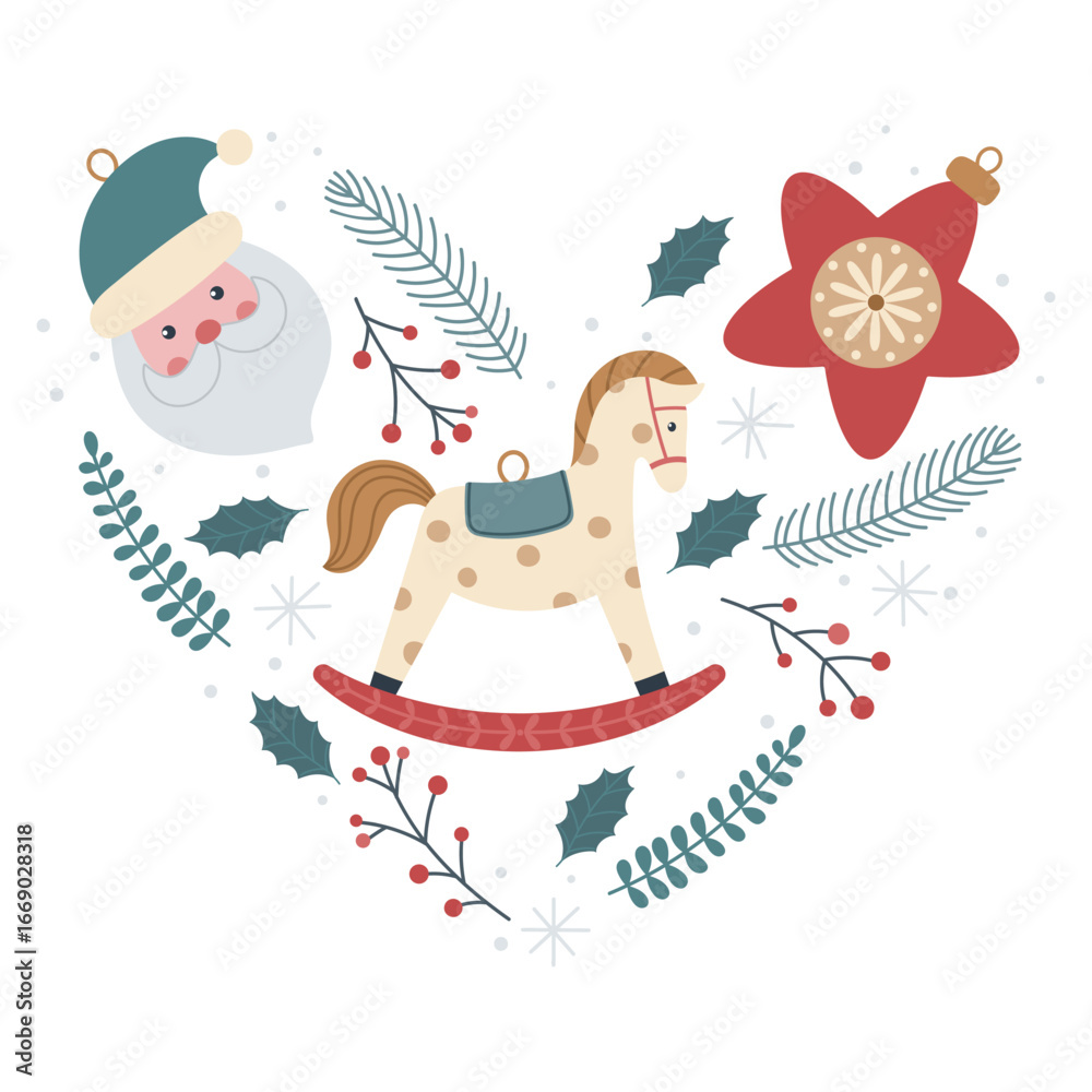 Naklejka premium christmas heart shape composition