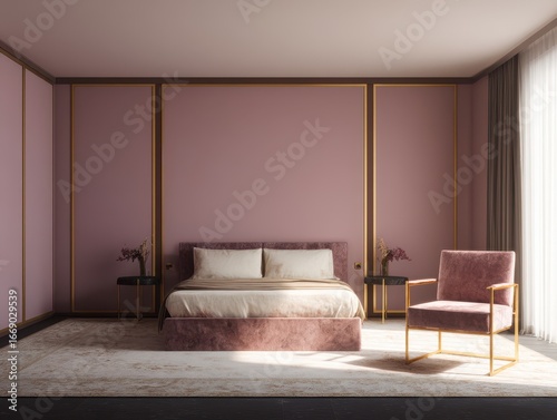 A luxurious, mauve-toned be...