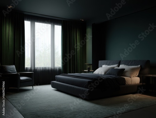 A sophisticated bedroom, ri...