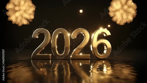 New Year 2026 Celebration  Elegant Golden Numbers with Sparkling Luxury Background