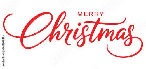 Elegant red script calligraphy wishing everyone a very Merry Christmas and the happiest holiday season filled with joy and wonder