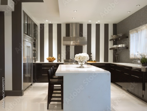 Modern kitchen with dramati...