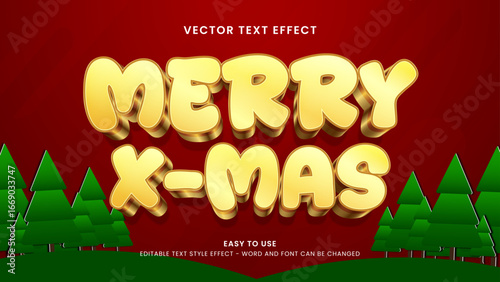 editable text effect merry x mas 3d style premium vector 