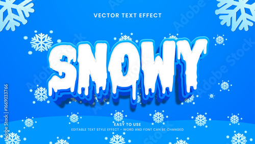 editable text effect snowy 3d style premium vector
