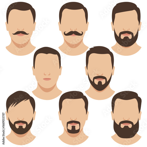 Flat character hair style set vector illustration isolated on white background
