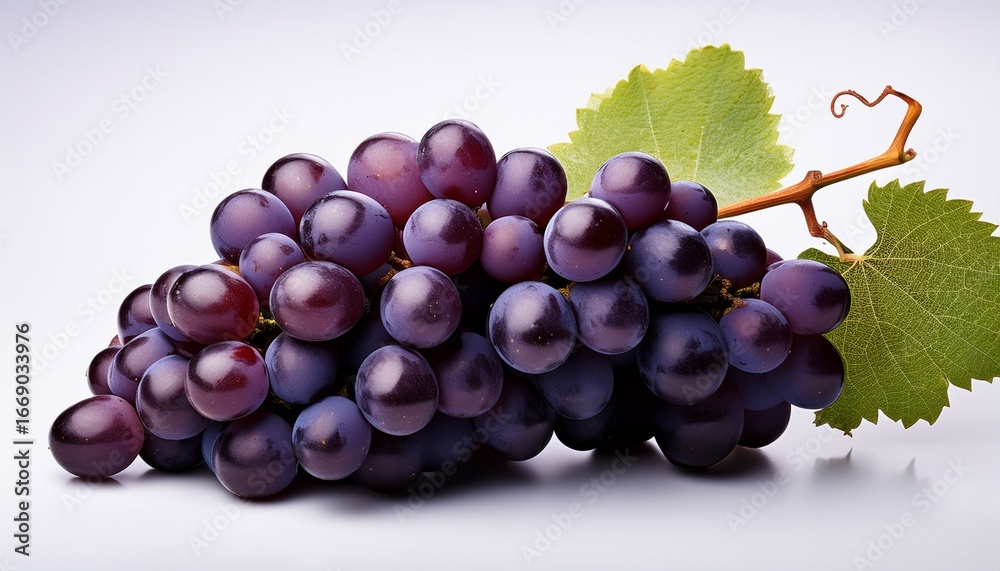 Fototapeta premium create a high resolution image of a dark purple grape cluster isolated on a white background