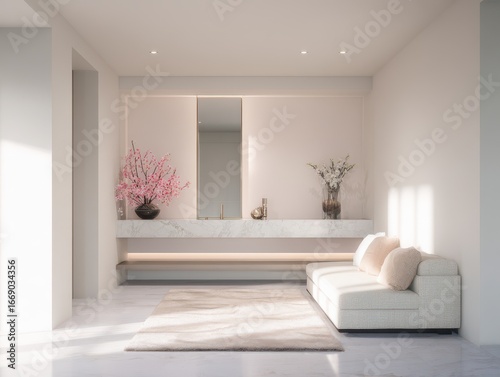 A contemporary entryway, ba...
