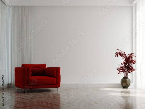 A modern, minimalist living...
