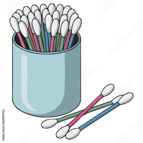 Hygiene sticks bath makeup symbols vector illustration isolated on white background