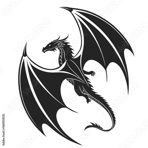 Dragon wings forming shattered moon silhouette