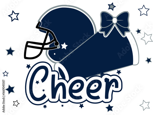 Cheerleading Megaphone and Football Helmet. Vector cheerleading illustration.