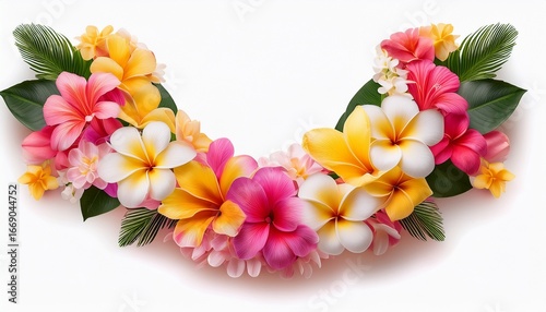 hawaiian lei garland with fresh flowers isolated on a transparent background for tropical themed events and occasions