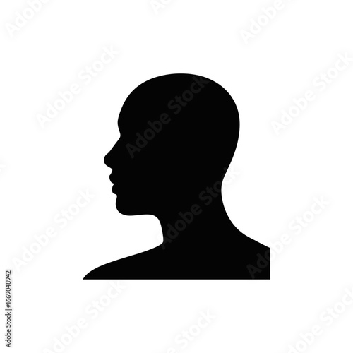 Vector art of black silhouette of a mans head in profile, representing anonymity and identity