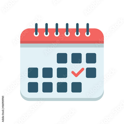 Vector art of calendar icon showing a specific date marked with a checkmark, representing an important event