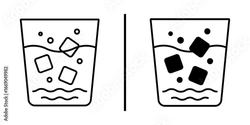 Comparison of Ice Cubes: A graphic illustrating the cool refreshment of ice cubes in drinks, a simplistic yet visually striking depiction.