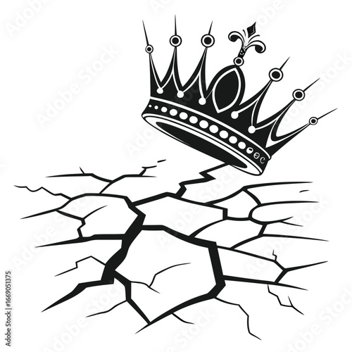 Ancient crown glowing above shattered plain silhouette