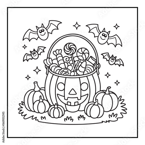 Bold and easy cute halloween coloring pages, vectors, illustration, line art, black & white deasgns, halloween coloring book, halloween coloring pages, halloween elements