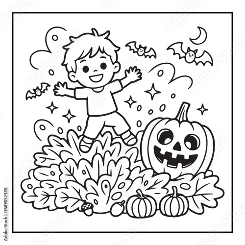 Bold and easy cute halloween coloring pages, vectors, illustration, line art, black & white deasgns, halloween coloring book, halloween coloring pages, halloween elements