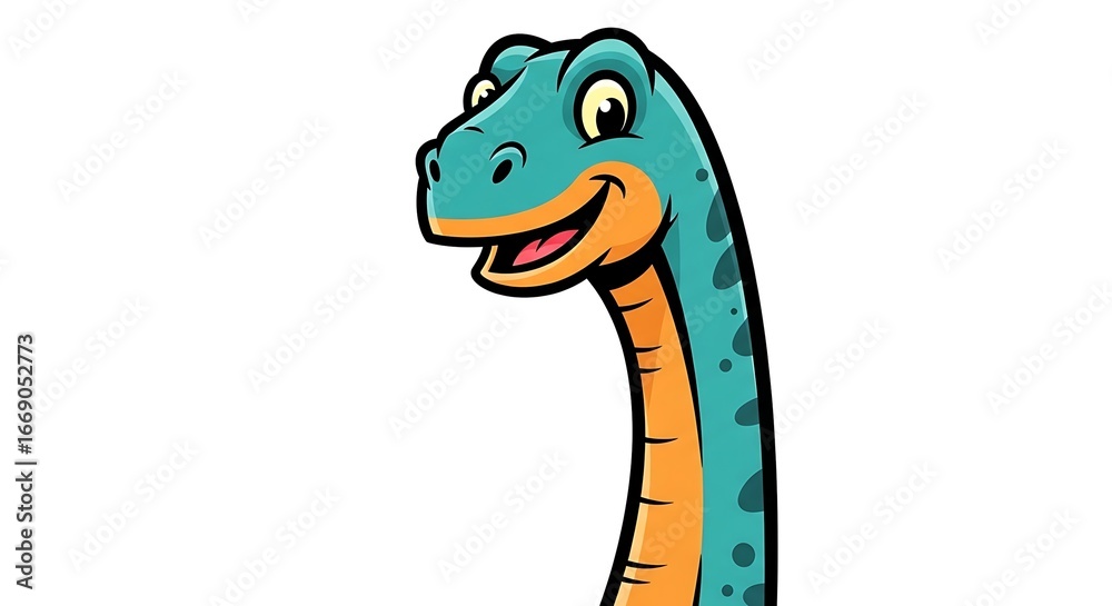 Naklejka premium A friendly and colorful illustration of a happy dinosaur. 