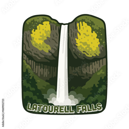 Vintage Usa waterfall, usa national preserve, waterfall clipart