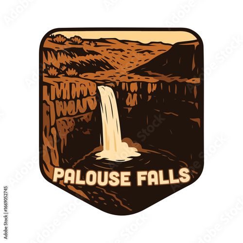 Vintage Usa waterfall, usa national preserve, waterfall clipart