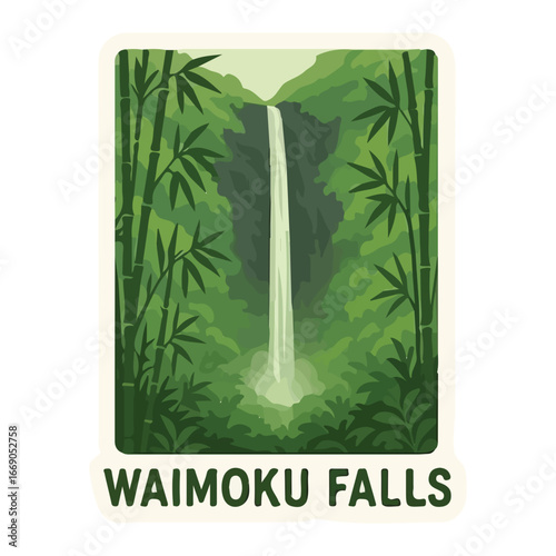 Vintage Usa waterfall, usa national preserve, waterfall clipart