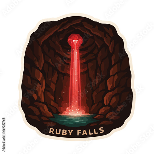 Vintage Usa waterfall, usa national preserve, waterfall clipart