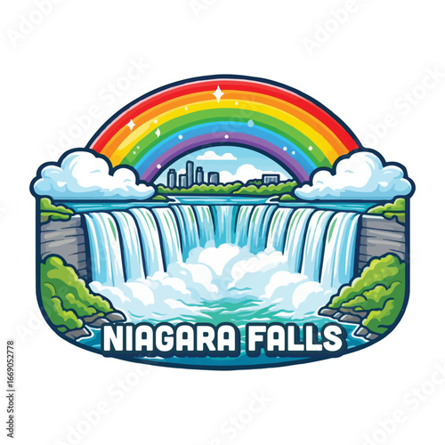 Vintage Usa waterfall, usa national preserve, waterfall clipart